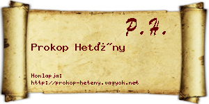 Prokop Hetény névjegykártya